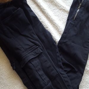 Black skinny cargo pants
